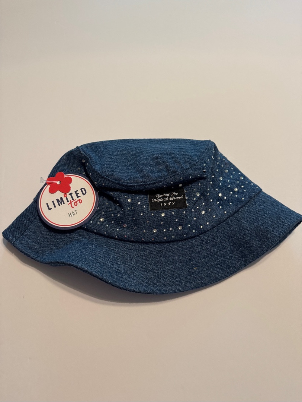 Limited Too Dark Blue Denim Bucket Hat with Rhinestones